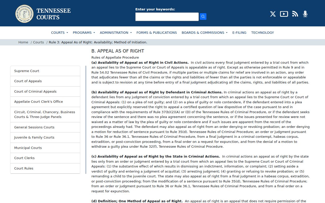 Tennessee Rule 3 appeal as of right page
