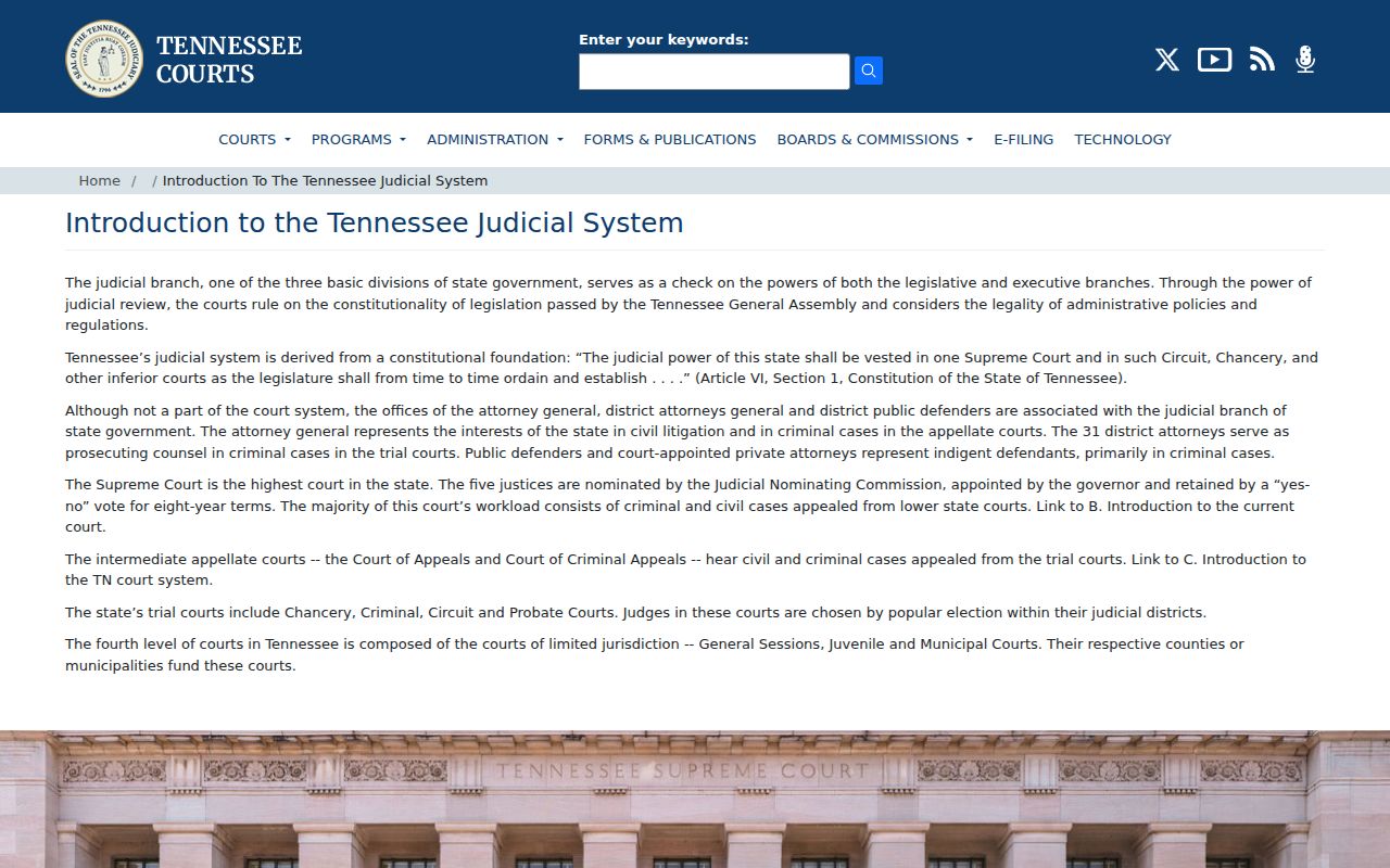 Official Tennessee court system overview