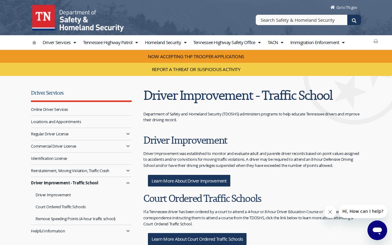 Official Tennessee defensive driving and traffic school overview